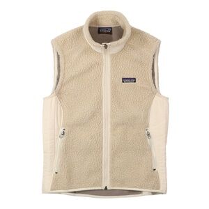 Patagonia Cream Vest with High Collar and Fitted Silhouette
